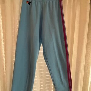 Aviator Nation Light Blue Joggers with Red Stripe
